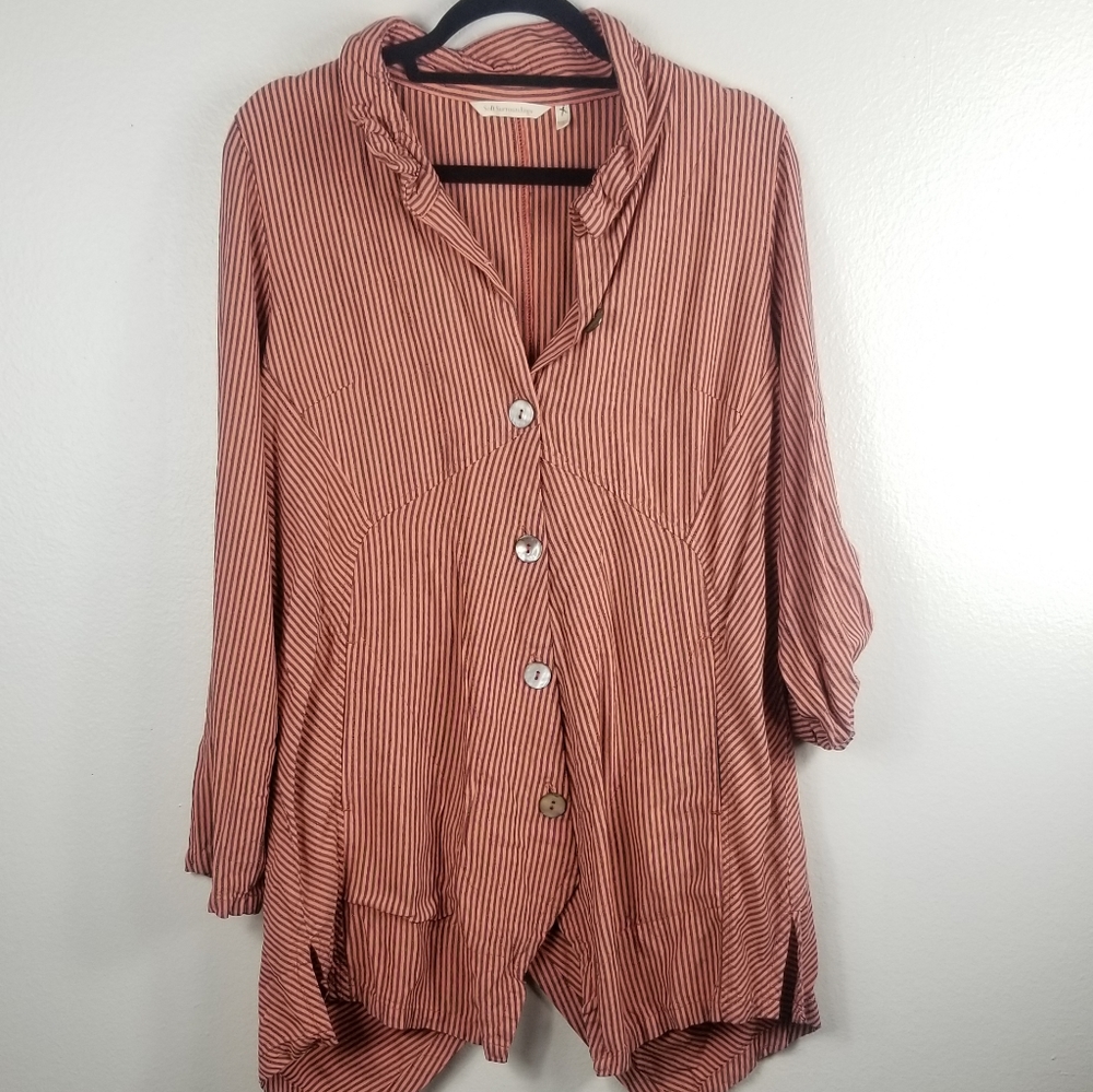 Soft Surroundings Orange Black Long Sleeve Blouse